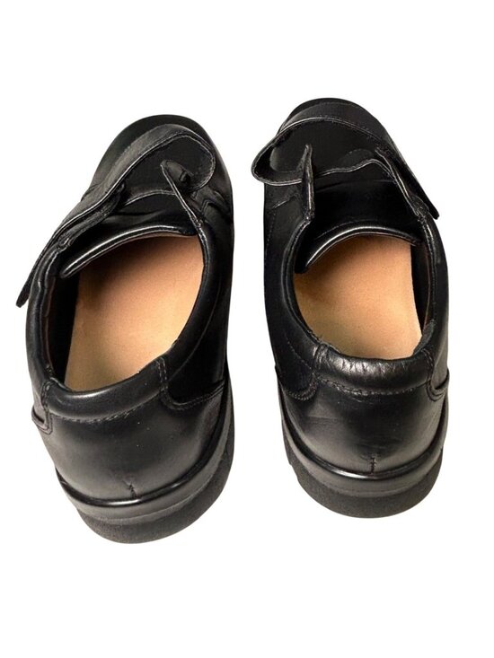 Apex Men Sz 10 X-Wide Ambulator Diabetic Hook & Lope Leather  APEX Ambulator Orthopedic Diabetic Shoes Men\'s 10 M Hook Loop Single Strap Black